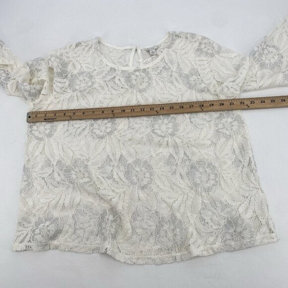 Cato EST 1946 Size L White Lace Metallic Accent Sheer Long Sleeve Blouse NWT - Picture 9 of 10